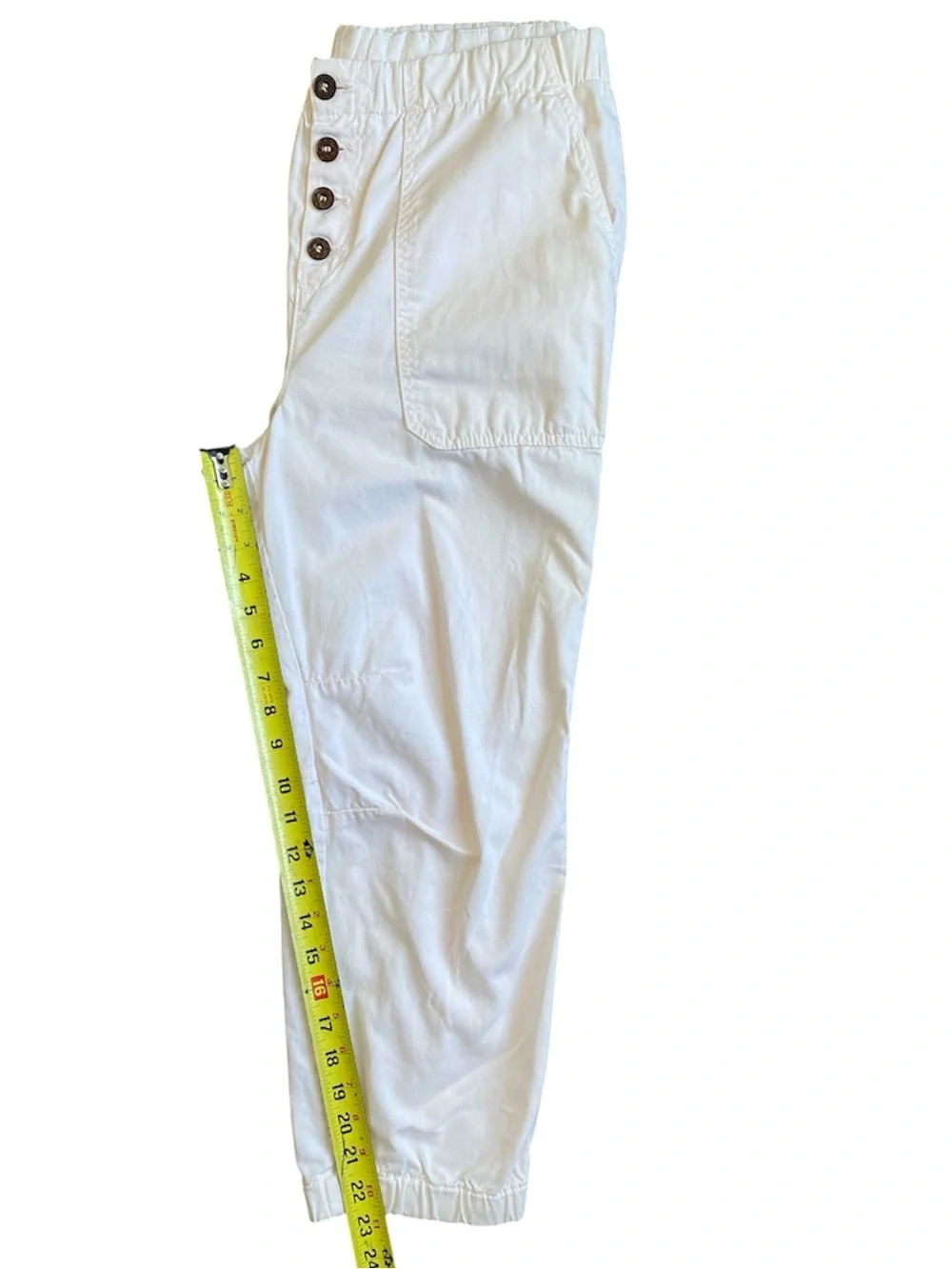 Free People Women's Ivory High-Waist Cropped Jogger Pants Size M